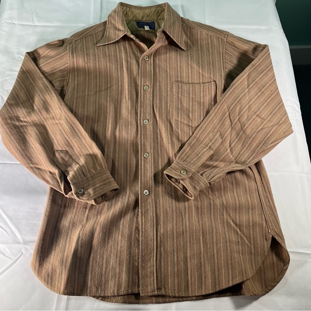 Pendleton Vintage Pure‎ Virgin Wool Button Down Shirt Long Sleeve Men Size Large